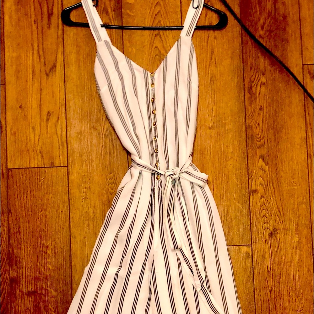 New with Tags American Eagle White with Black Stripes Jumpsuit Romper (size XS)